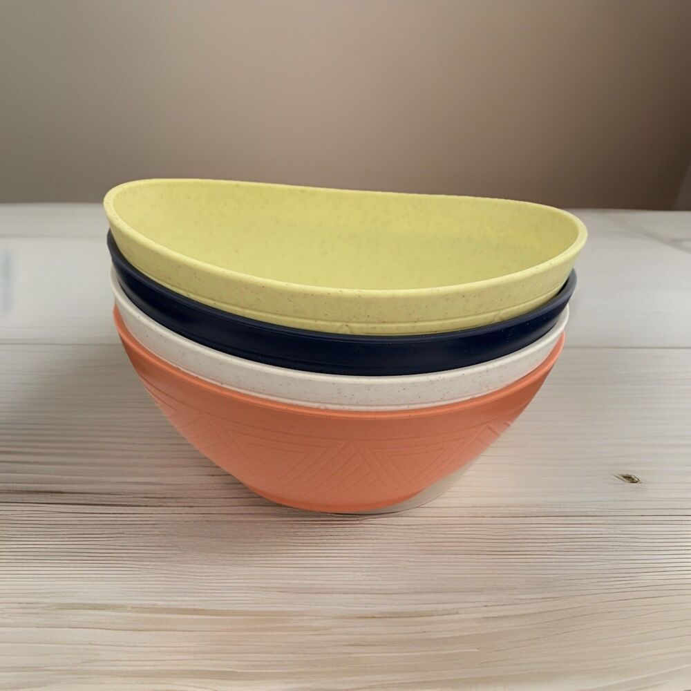 Homienly 26 oz Wheat Straw Bowls Mondrian Style Set of 4 Mixed Colors